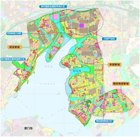 三片:同安新城,东部新城,翔安南部新城 多区:丙洲和美峰两个现代服务